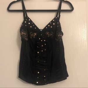 Large Black Embellished Marciano Tank